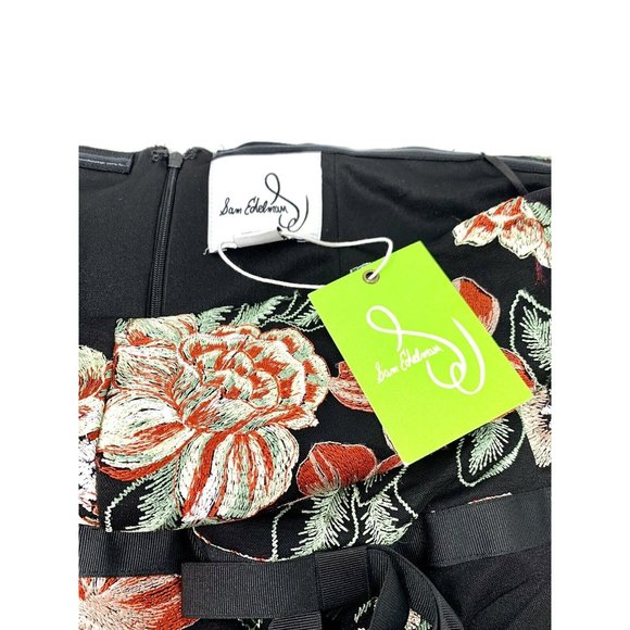 Sam Edelman Vintage Black Multi Floral Embroidered Strapless Dress Size 4 NWT - Picture 4 of 5